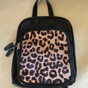 Margot leather and  leopard backpack